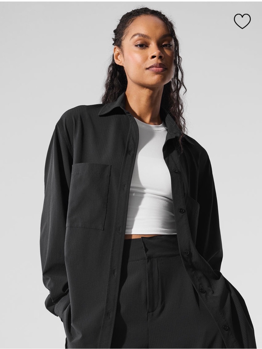 Alo Dreamscape Black Oversized Button-Front Shirt Jacket